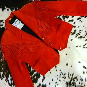 Red fringe suede unique jacket